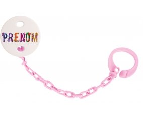 Attache-tétine Prénom ou texte personnalisée alphabet style-47 couleur Rose clair