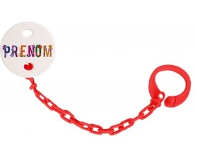 Attache-tétine Prénom ou texte personnalisée alphabet style-47 couleur Rouge