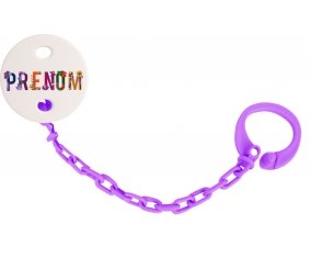 Attache-tétine Prénom ou texte personnalisée alphabet style-47 couleur Violet