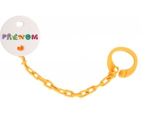 Attache-tétine Prénom ou texte personnalisée alphabet style-51 couleur Orange