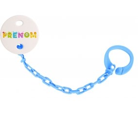 Attache-tétine Prénom ou texte personnalisée alphabet style-52 couleur Bleu turquoise