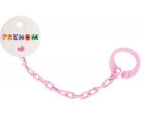 Attache-tétine Prénom ou texte personnalisée alphabet style-54 couleur Rose clair