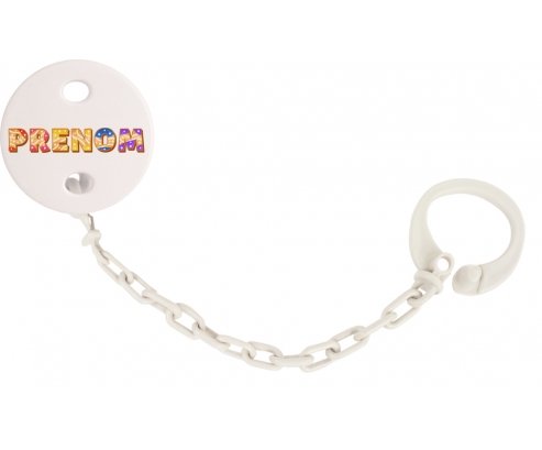 Attache-tétine Prénom ou texte personnalisée alphabet style-58 couleur Blanc