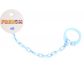 Attache-tétine Prénom ou texte personnalisée alphabet style-58 couleur Bleu ciel