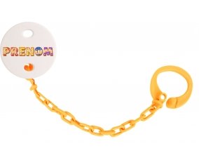 Attache-tétine Prénom ou texte personnalisée alphabet style-58 couleur Orange
