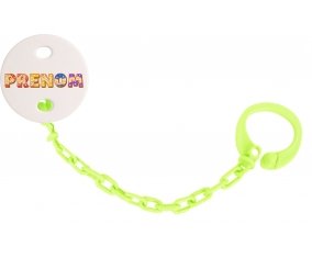 Attache-tétine Prénom ou texte personnalisée alphabet style-58 couleur Verte