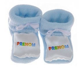Chausson Prénom ou texte personnalisée alphabet style-43 de couleur Bleu