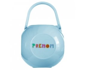 Boîte à tétine Prénom ou texte personnalisée alphabet style-2 de couleur Bleue