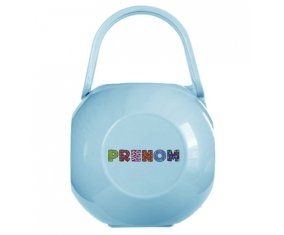 Boîte à tétine Prénom ou texte personnalisée alphabet style-3 de couleur Bleue