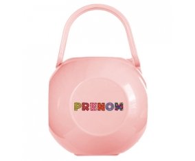 Boîte à tétine Prénom ou texte personnalisée alphabet style-3 de couleur Rose