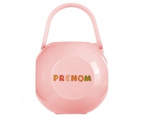 Boîte à tétine Prénom ou texte personnalisée alphabet style-8 de couleur Rose