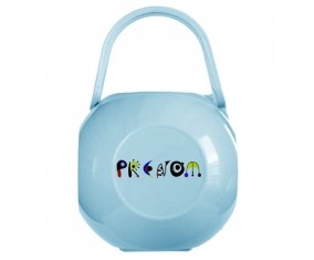 Boîte à tétine Prénom ou texte personnalisée alphabet style-14 de couleur Bleue