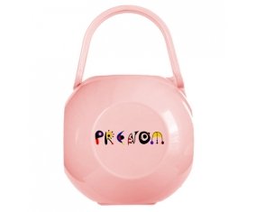 Boîte à tétine Prénom ou texte personnalisée alphabet style-14 de couleur Rose