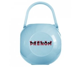 Boîte à tétine Prénom ou texte personnalisée alphabet style-24 de couleur Bleue