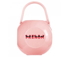 Boîte à tétine Prénom ou texte personnalisée alphabet style-24 de couleur Rose