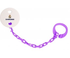 Attache-tétine Real Madrid : Campeones 34 Liga design-2 couleur Violet
