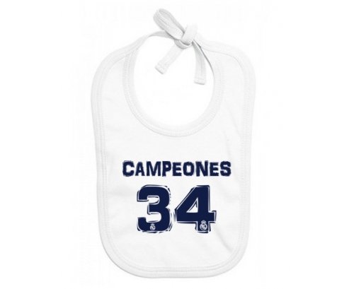 Bavoir bébé personnalisé Real Madrid : Campeones 34 Liga design-1