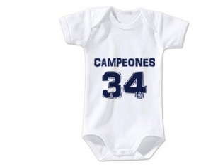 Body personnalisé Real Madrid : Campeones 34 Liga design-1 taille 3/6 mois manches Courtes