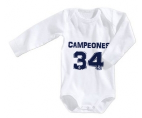 Body personnalisé Real Madrid : Campeones 34 Liga design-1 taille 3/6 mois manches Longues