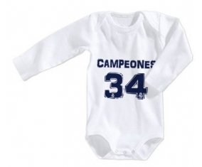 Body personnalisé Real Madrid : Campeones 34 Liga design-1 taille 3/6 mois manches Longues