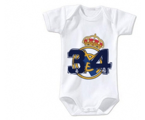 Body personnalisé Real Madrid : Campeones 34 Liga design-5 taille 3/6 mois manches Courtes