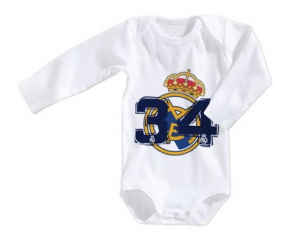 Body personnalisé Real Madrid : Campeones 34 Liga design-5 taille 3/6 mois manches Longues