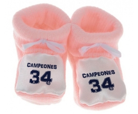 Chausson bébé Real Madrid : Campeones 34 Liga design-1 de couleur Rose