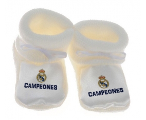 Chausson bébé Real Madrid : Campeones 34 Liga design-2 de couleur Blanc