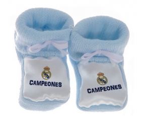 Chausson bébé Real Madrid : Campeones 34 Liga design-2 de couleur Bleu