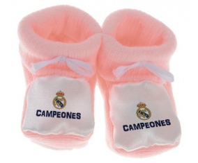 Chausson bébé Real Madrid : Campeones 34 Liga design-2 de couleur Rose