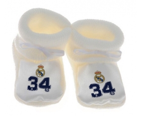 Chausson bébé Real Madrid : Campeones 34 Liga design-3 de couleur Blanc