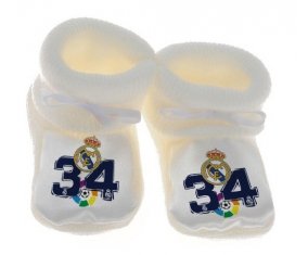 Chausson bébé Real Madrid : Campeones 34 Liga design-4 de couleur Blanc