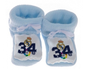 Chausson bébé Real Madrid : Campeones 34 Liga design-4 de couleur Bleu