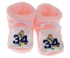 Chausson bébé Real Madrid : Campeones 34 Liga design-4 de couleur Rose