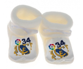 Chausson bébé Real Madrid : Campeones 34 Liga design-6 de couleur Blanc