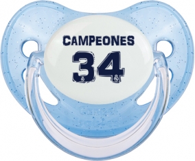 Real Madrid : Campeones 34 Liga design-1 : Bleue à paillette Tétine embout physiologique