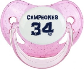 Real Madrid : Campeones 34 Liga design-1 : Rose à paillette Tétine embout physiologique