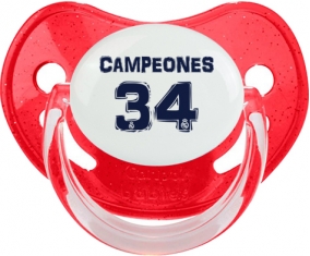 Real Madrid : Campeones 34 Liga design-1 : Rouge à paillette Tétine embout physiologique
