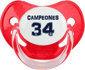 Real Madrid : Campeones 34 Liga design-1 : Rouge à paillette Tétine embout physiologique