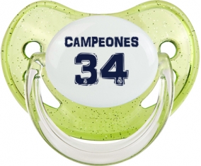 Real Madrid : Campeones 34 Liga design-1 : Vert à paillette Tétine embout physiologique
