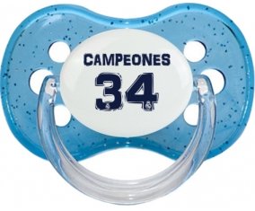 Real Madrid : Campeones 34 Liga design-1 : Bleu à paillette Tétine embout cerise