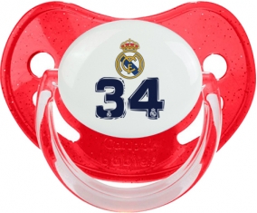 Real Madrid : Campeones 34 Liga design-3 : Rouge à paillette Tétine embout physiologique