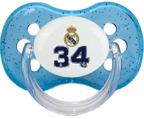 Real Madrid : Campeones 34 Liga design-3 : Bleu à paillette Tétine embout cerise