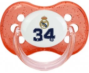 Real Madrid : Campeones 34 Liga design-3 : Rouge à paillette Tétine embout cerise