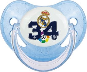 Real Madrid : Campeones 34 Liga design-4 : Bleue à paillette Tétine embout physiologique