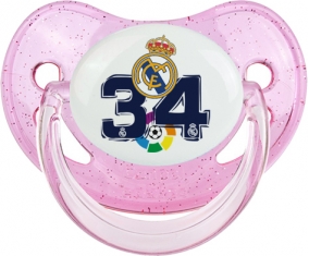 Real Madrid : Campeones 34 Liga design-4 : Rose à paillette Tétine embout physiologique