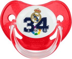 Real Madrid : Campeones 34 Liga design-4 : Rouge à paillette Tétine embout physiologique