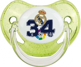 Real Madrid : Campeones 34 Liga design-4 : Vert à paillette Tétine embout physiologique