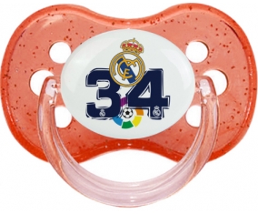 Real Madrid : Campeones 34 Liga design-4 : Rouge à paillette Tétine embout cerise