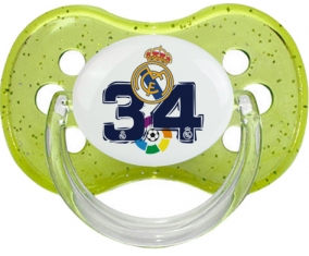 Real Madrid : Campeones 34 Liga design-4 : Vert à paillette Tétine embout cerise